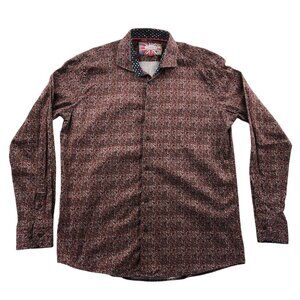 7 Downie St. Mens Shirt Size 7 Brown London Couture Long Sleeve Button-Up Top